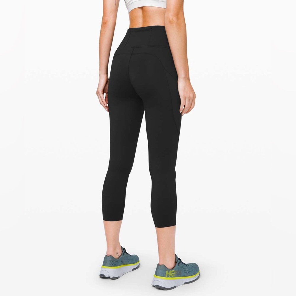 Lululemon Fast & Free High-Rise Crop 23” Black Nulux Running Leggings Size 8